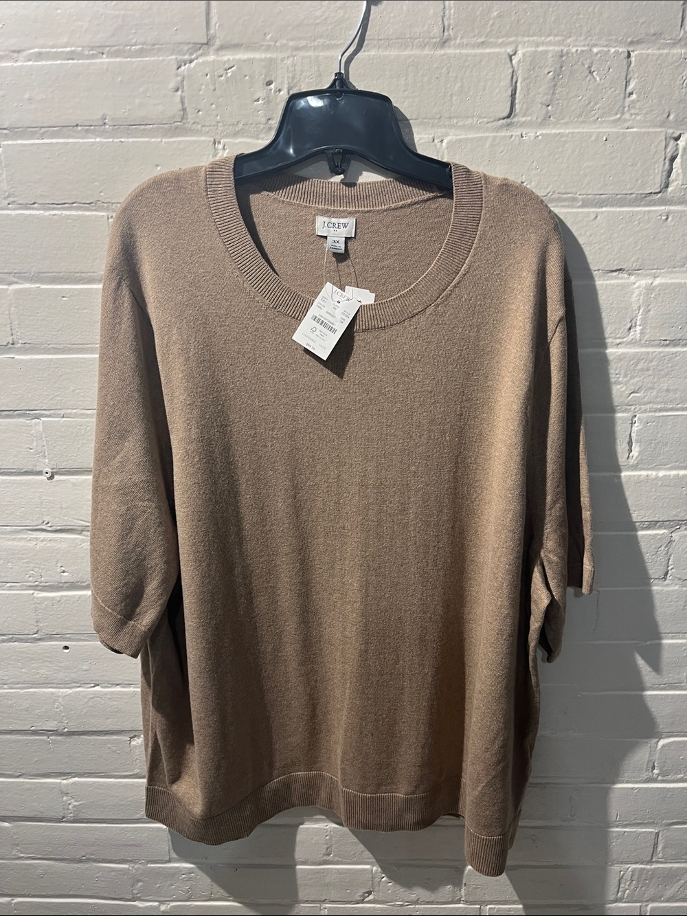 J. Crew Tan Crewneck Short-Sleeve Sweater NWT
